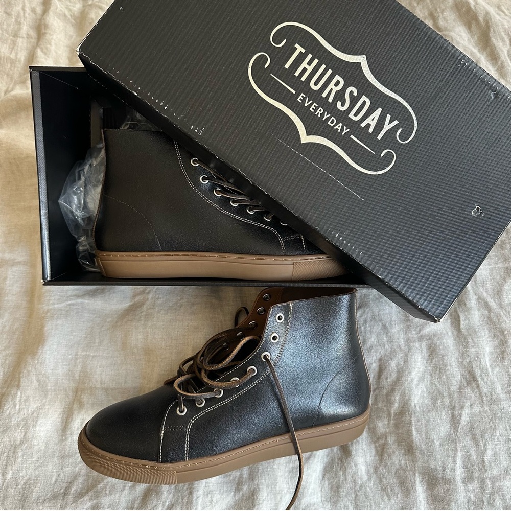 Thursday Boot Company Premier High Top Cacao Leather Sneakers
